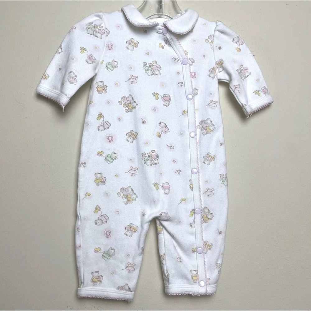 Vintage Baby‎ Grand Signature White Pink Bears Toys Sleeper Romper